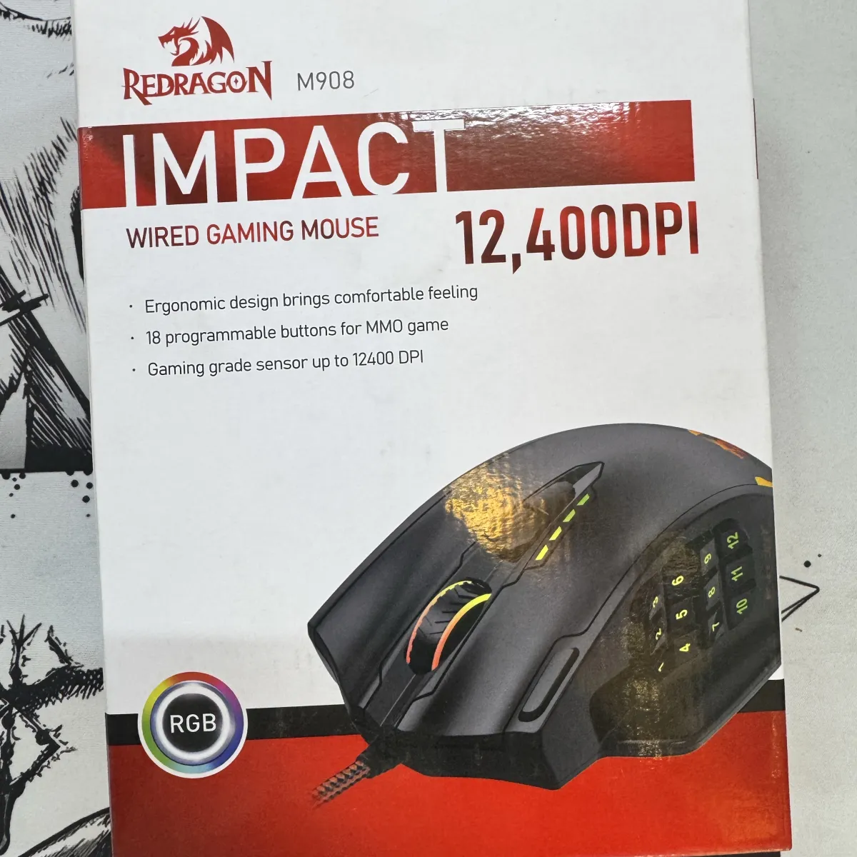 gaming mouse Redragon impact m908 DPI 12400