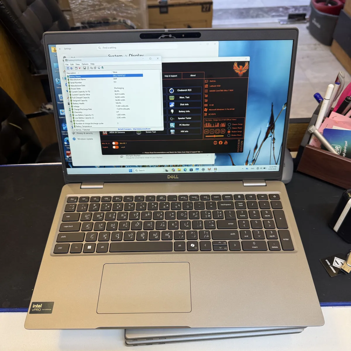 DELL E5550 core ultra 7 165H RAM 16 DDR5 SSD 256GB RTX 2050 4G 15.6 FHD battery cycle 3
